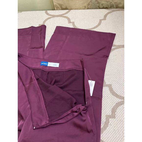 Old navy high rise full length wide leg cherry bark satin pants, size 6 - Picture 12 of 16